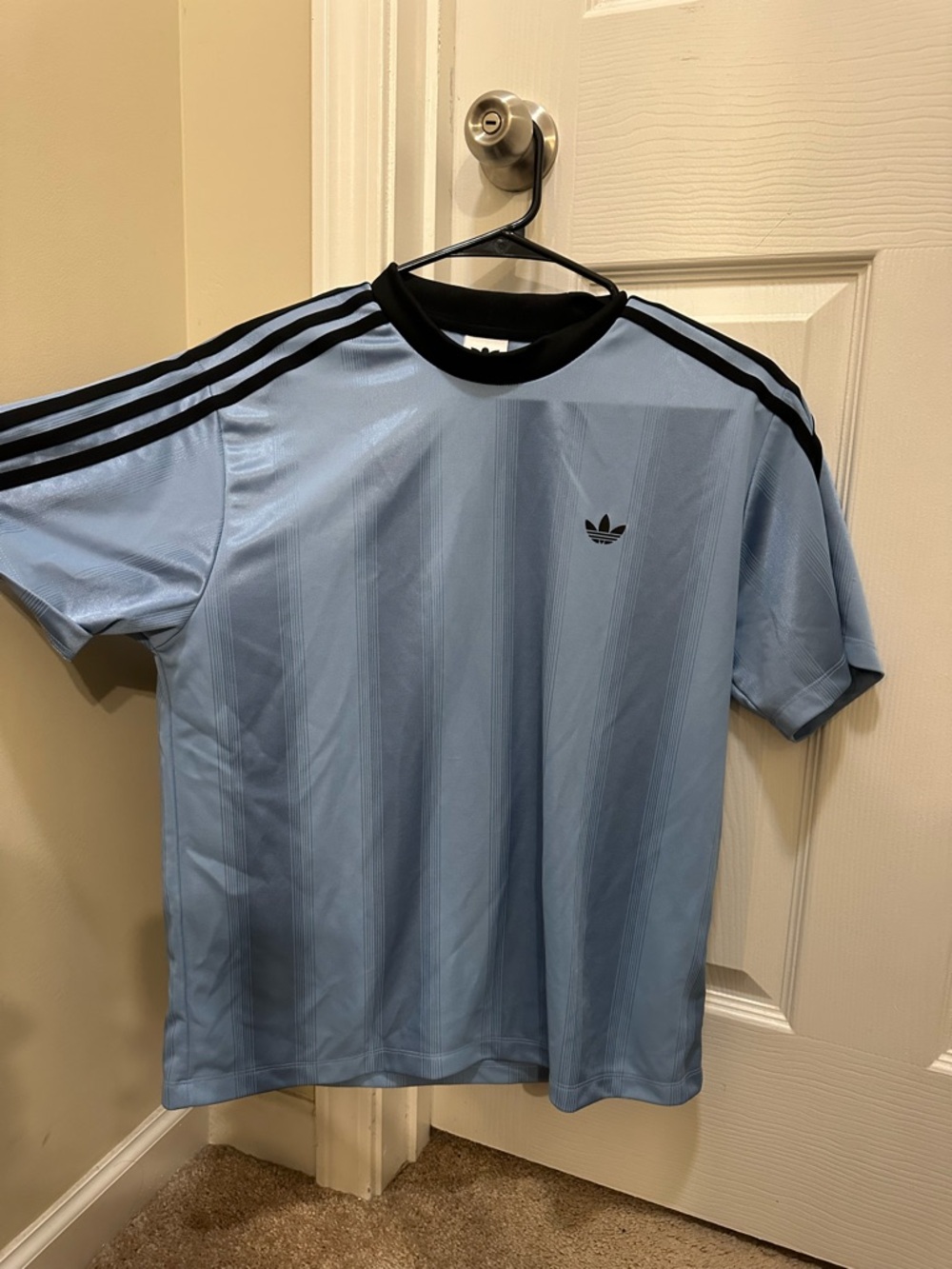 Adidas Men’s Light Blue Short-Sleeve Jersey Shirt